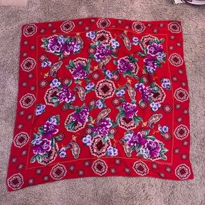Adrienne Vittadini Red Floral Silk Scarf